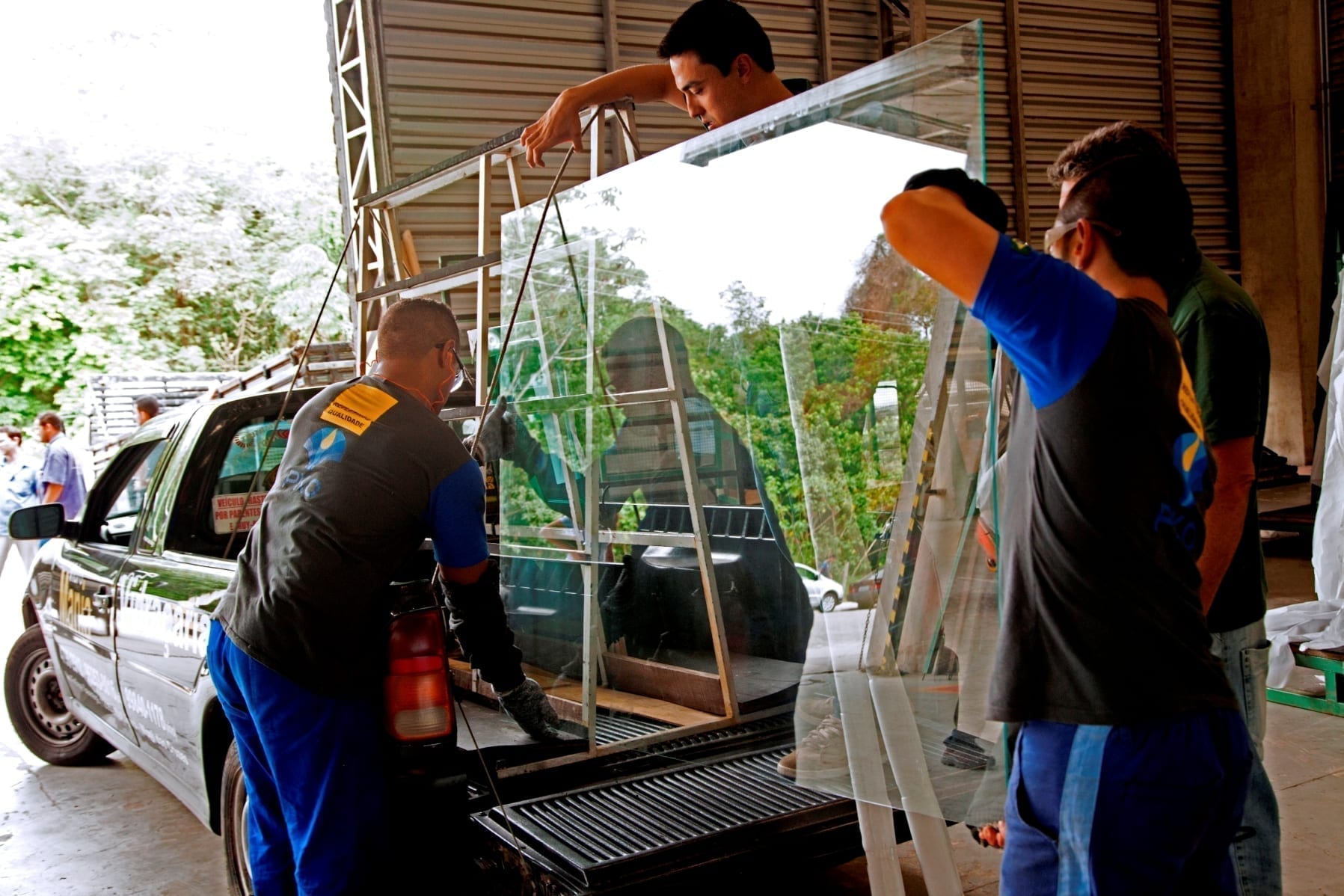 Manuseio e transporte do vidro